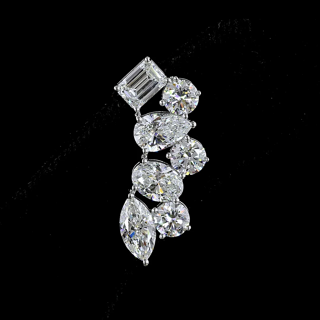 5.86 Cts 14k White Gold Mix Shape Crawler Earring - Image 4