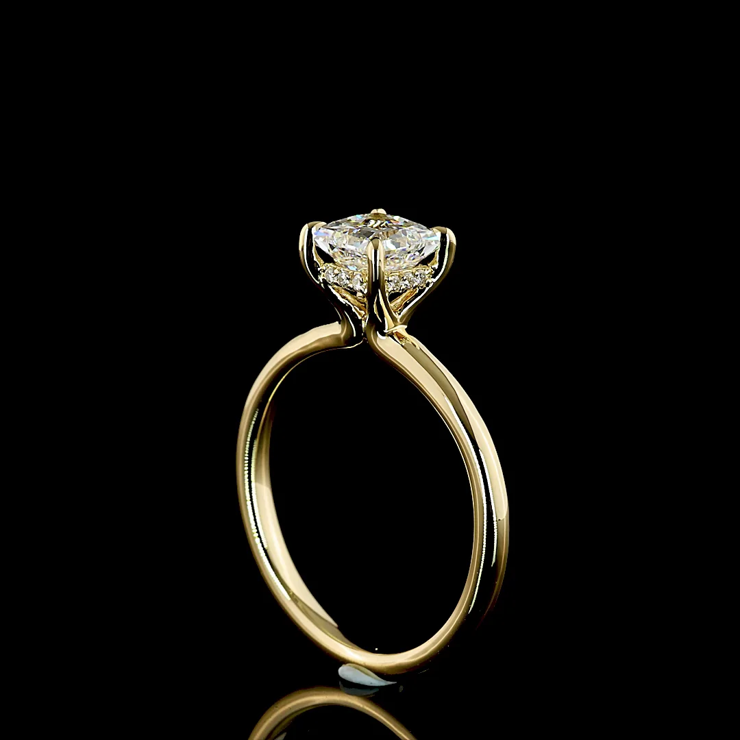 1.13 Cts 14k Yellow Gold Princess Shape Hidden Halo Ring - Image 2