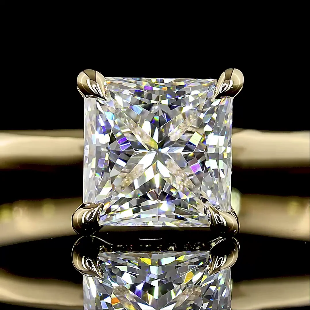 1.13 Cts 14k Yellow Gold Princess Shape Hidden Halo Ring - Image 3