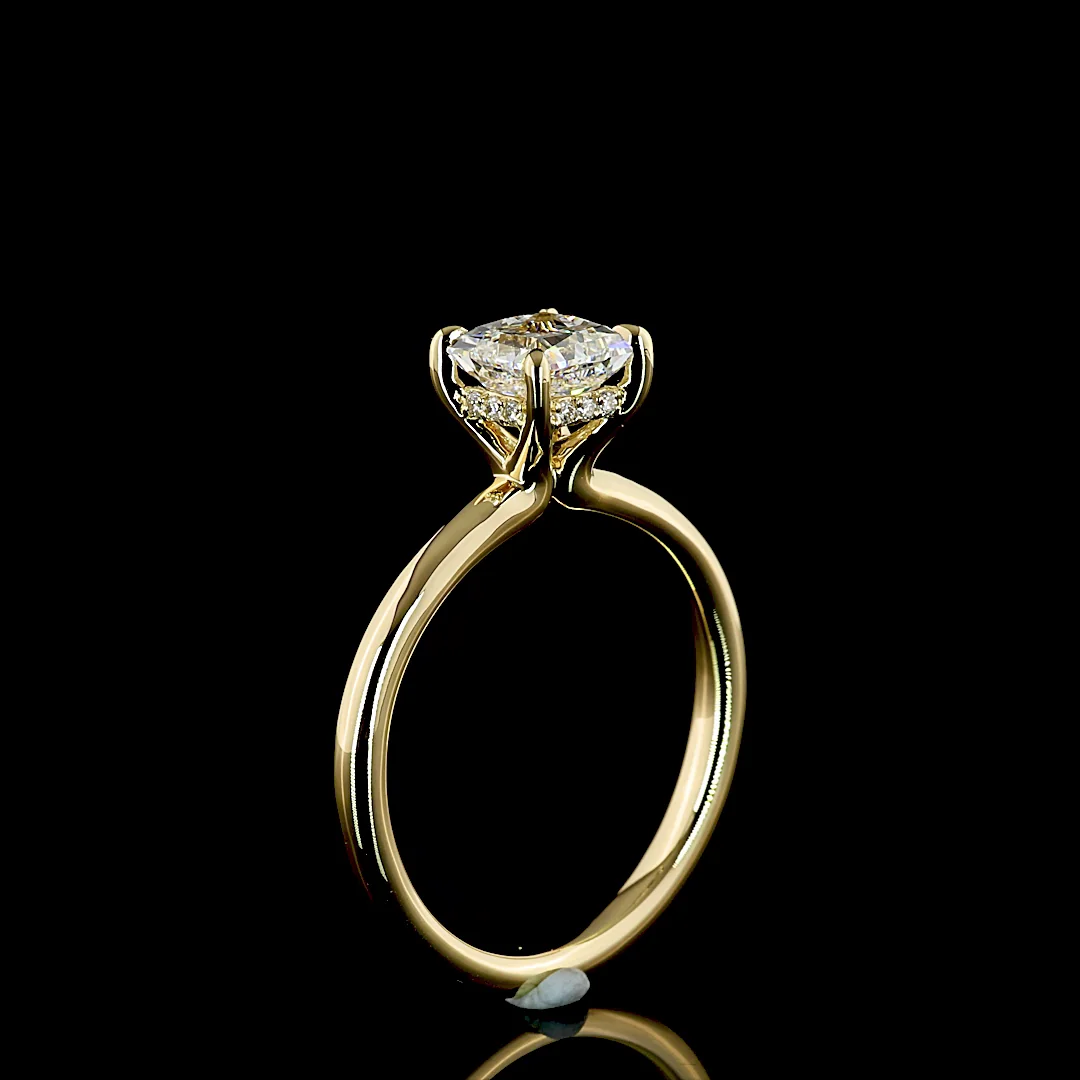 1.13 Cts 14k Yellow Gold Princess Shape Hidden Halo Ring - Image 4