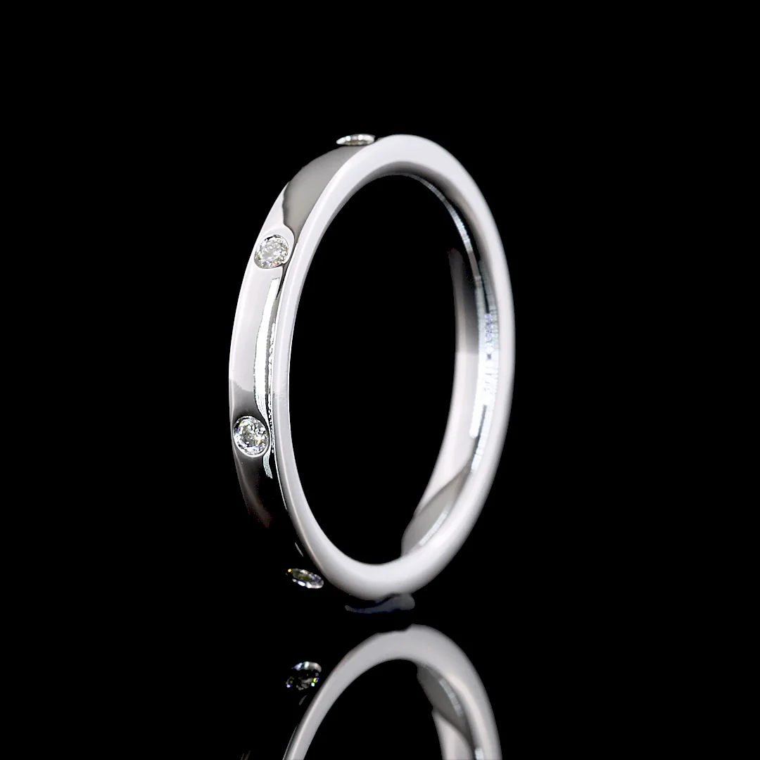 0.13 Cts 14k White Gold Round Shape Eternity Band Eternity Band - Image 4