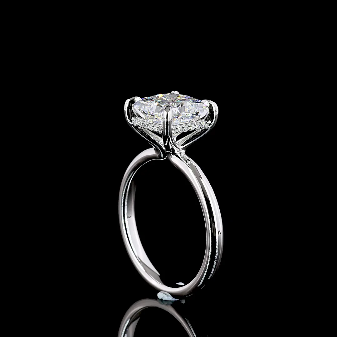 3.2 Cts 14k White Gold Princess Shape Hidden Halo Ring - Image 2