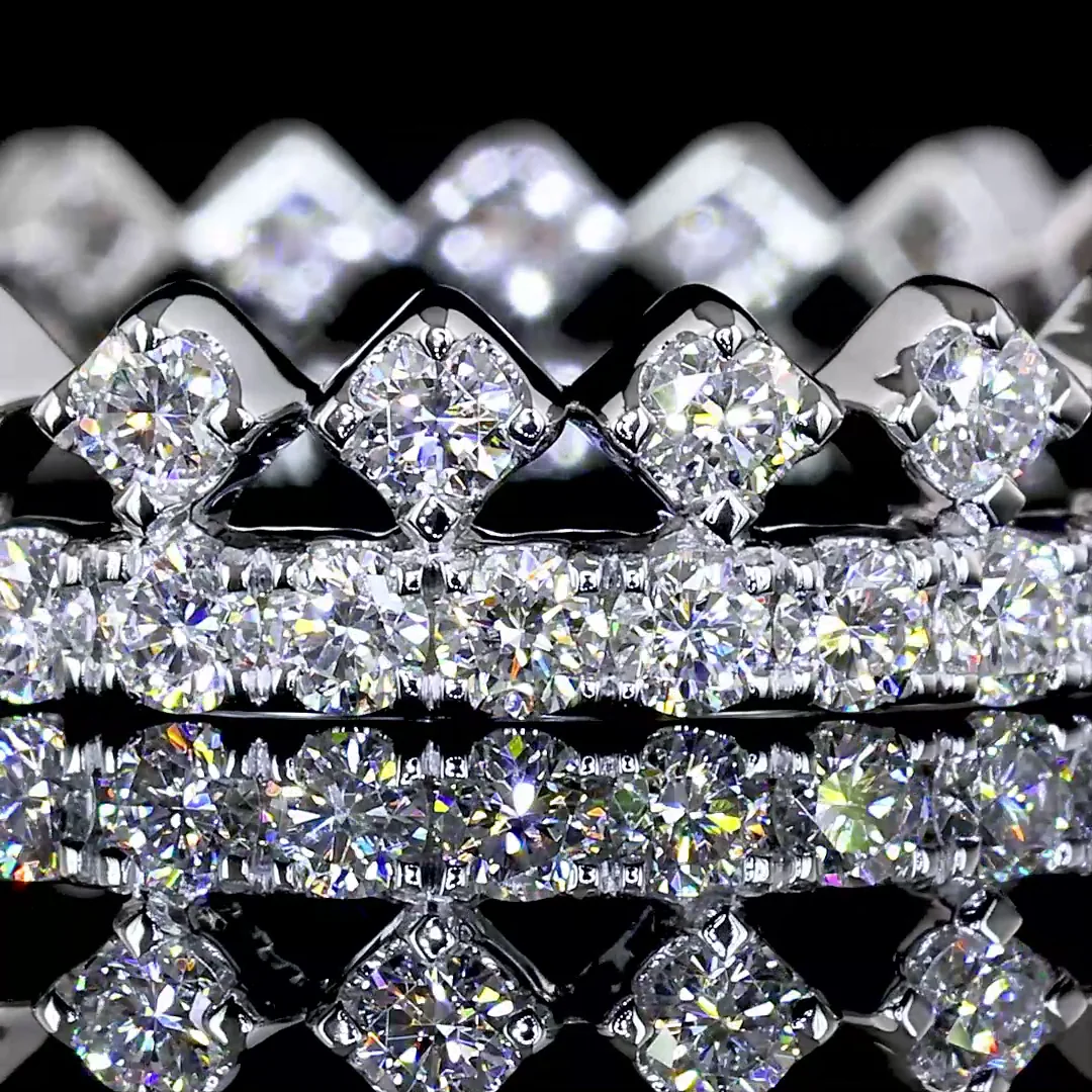 0.94 Cts 14k White Gold Round Shape Eternity Band Eternity Band - Image 3