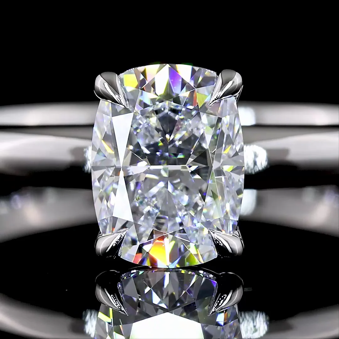 1.05 Cts 14k White Gold Cushion Modified Shape Solitaire Ring - Image 3