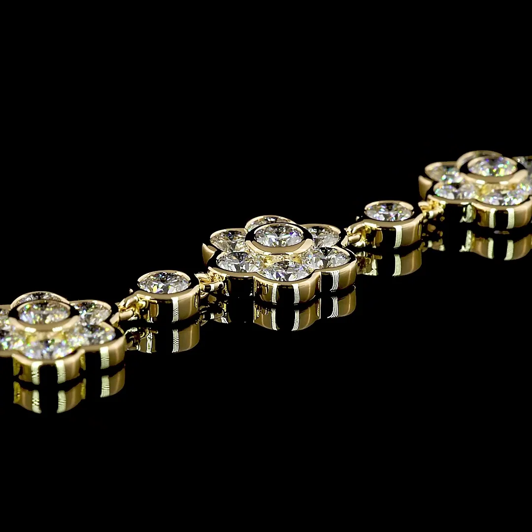 7.59 Cts 18k Yellow Gold Round Shape Station Bracelet - Image 2