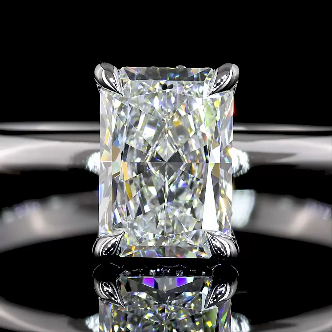 1.05 Cts 14k White Gold Radiant Shape Hidden Halo Ring - Image 3