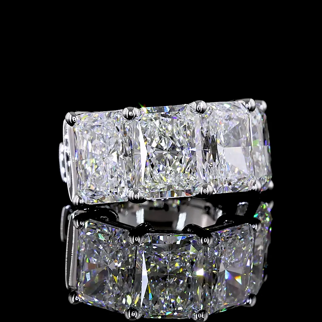 6.03 Cts 14k White Gold Radiant Shape Huggies Earring - Image 2