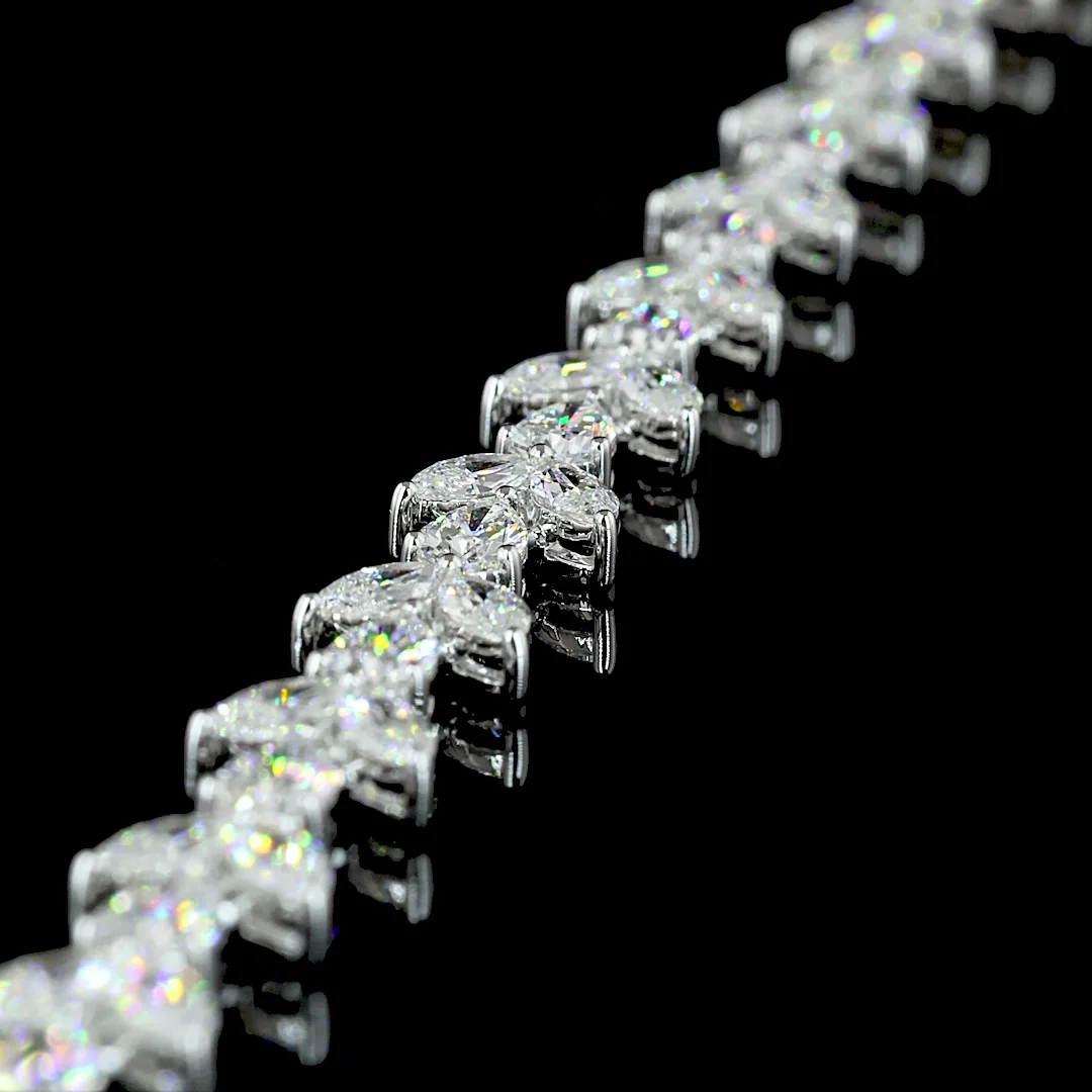 11.65 Cts 14k White Gold Mix Shape Station Line Tennis Necklace - Image 2
