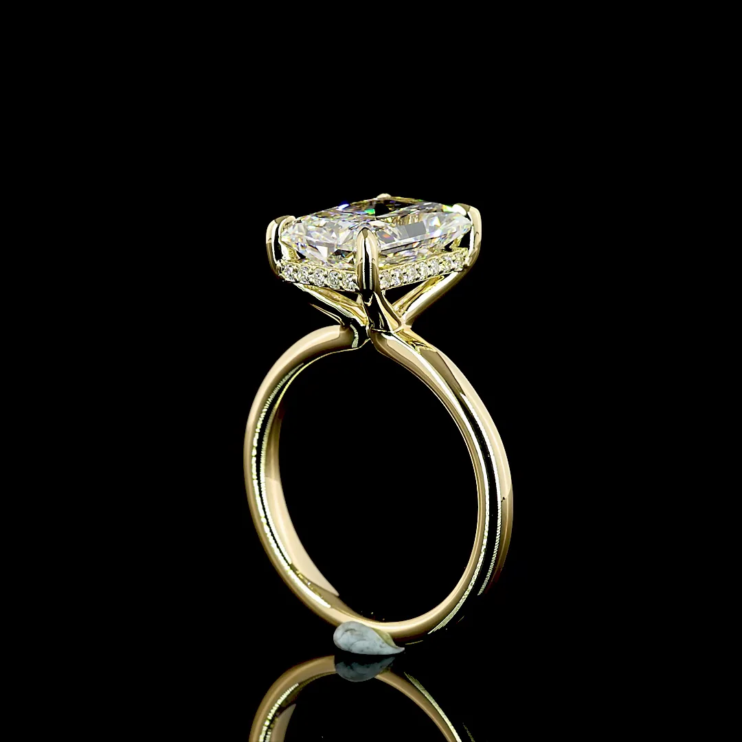 4.21 Cts 14k Yellow Gold Radiant Shape Hidden Halo Ring - Image 2