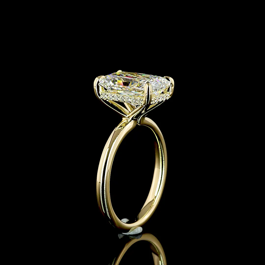 4.21 Cts 14k Yellow Gold Radiant Shape Hidden Halo Ring - Image 4