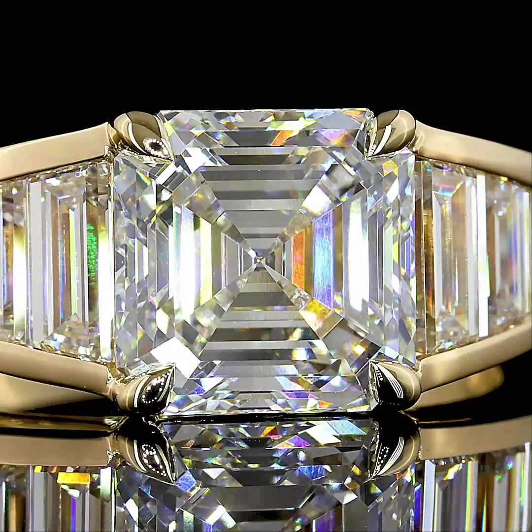 4.92 Cts 14k Yellow Gold Asscher Shape Special Ring - Image 3