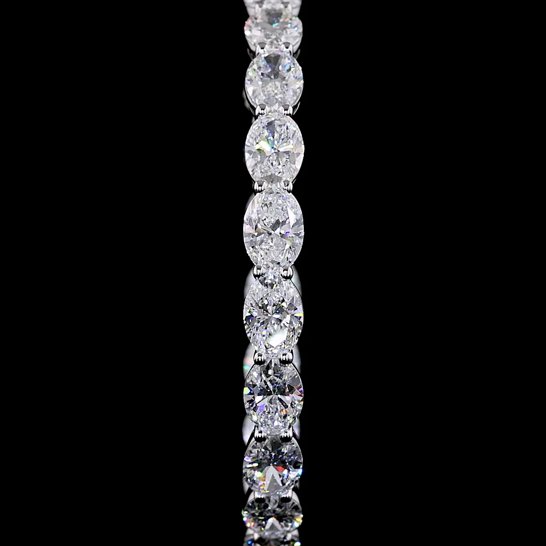 11.49 Cts 14k White Gold Oval Shape Hoops Earring - Image 3