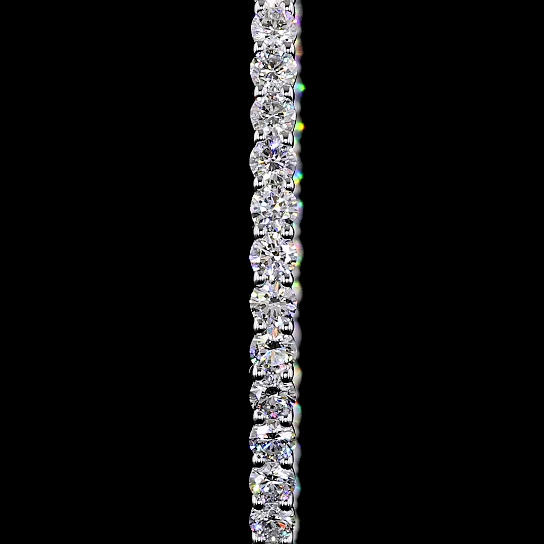 3.84 Cts 14k White Gold Round Shape Hoops Earring - Image 3