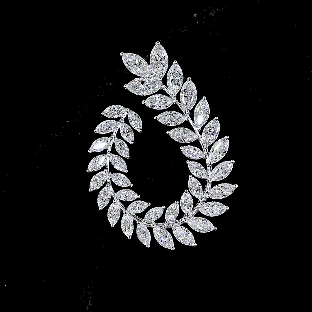 5.44 Cts 14k White Gold Marquise Shape Crawler Earring - Image 3