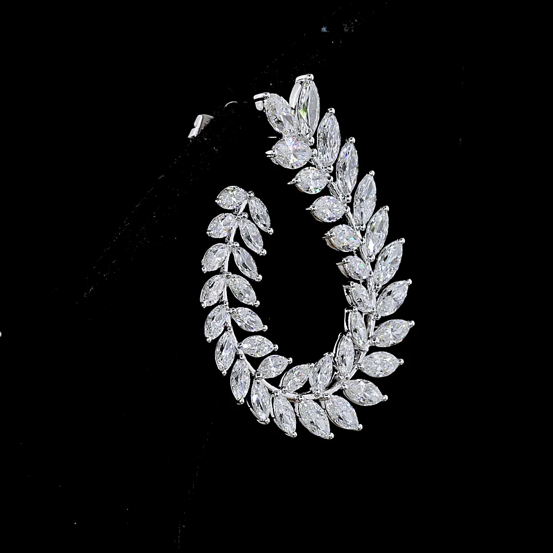 5.44 Cts 14k White Gold Marquise Shape Crawler Earring - Image 4