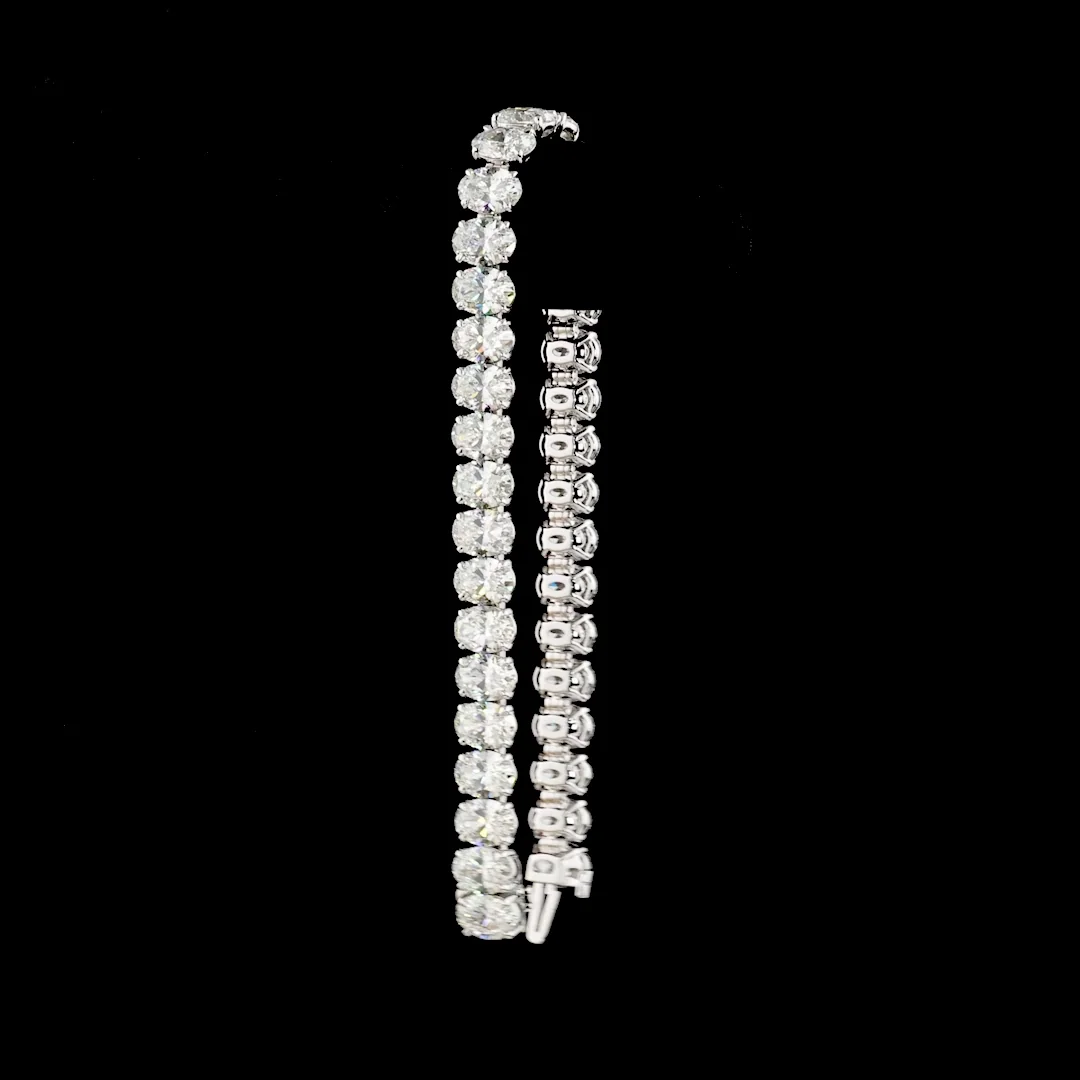 25.45 Cts 14k White Gold Oval Shape Tennis Bracelet - Image 3