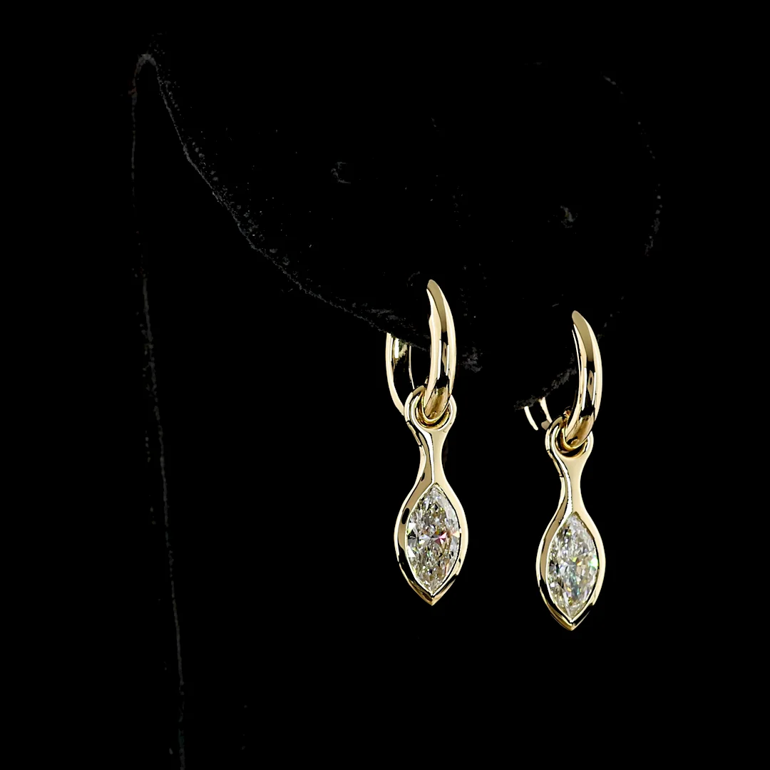 2.03 Cts 14k Yellow Gold Marquise Shape Hanging Earring - Image 2