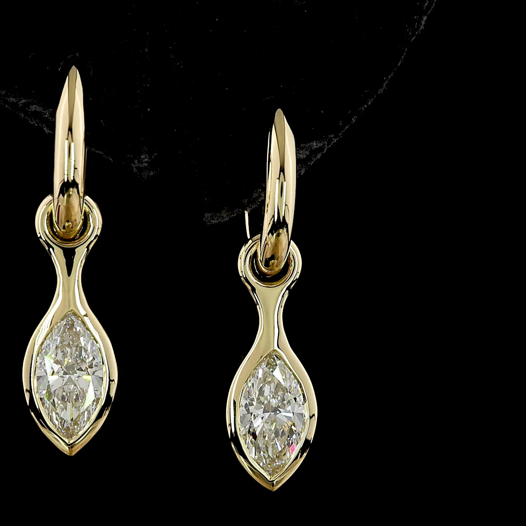 2.03 Cts 14k Yellow Gold Marquise Shape Hanging Earring - Image 3