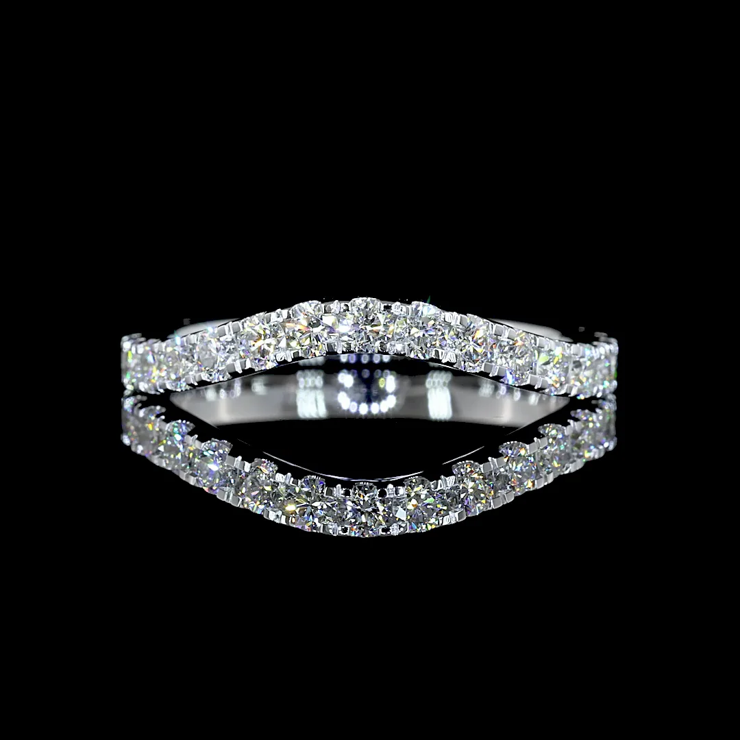 0.69 Cts 14k White Gold Round Shape 3/4 Band Eternity Band - Video