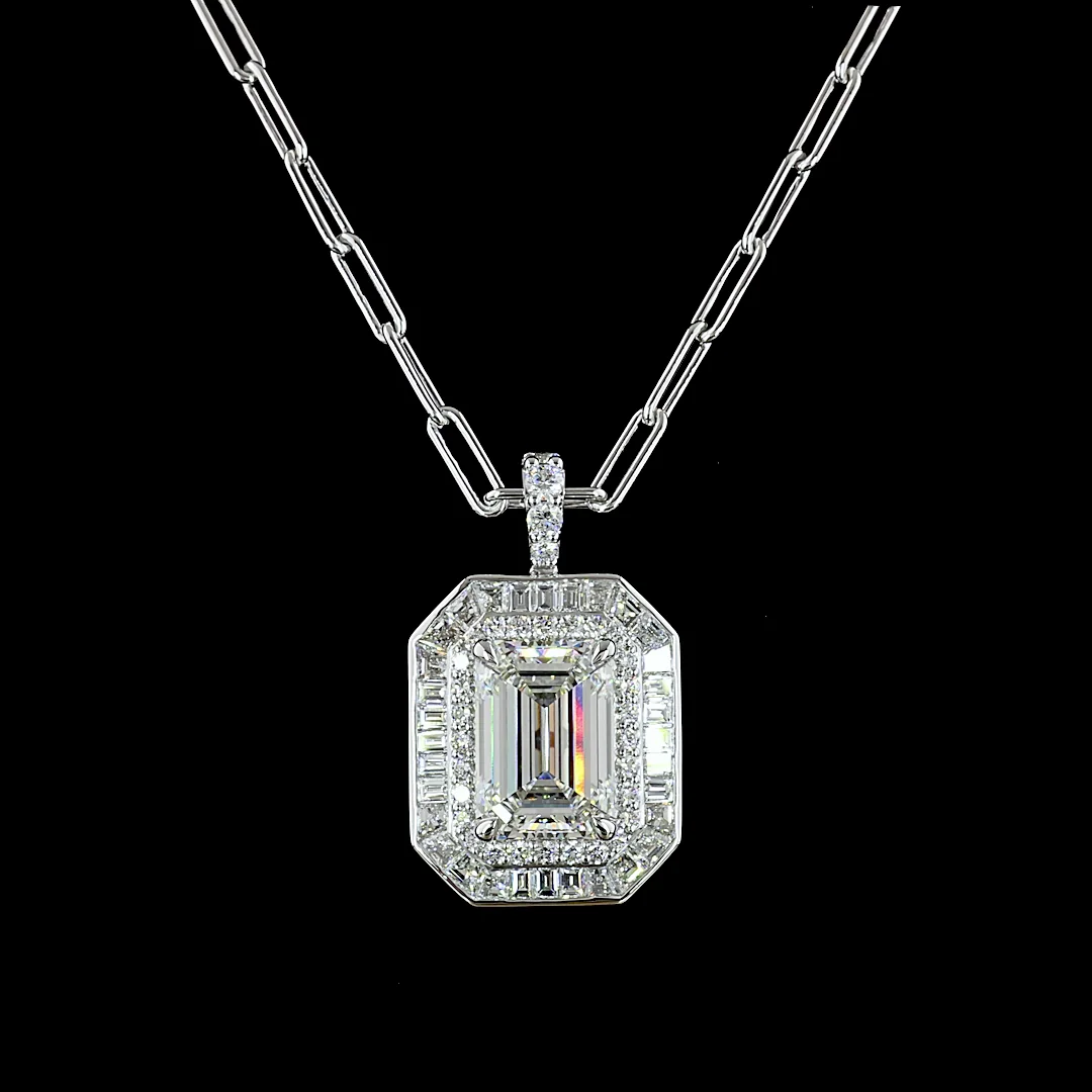 6.81 Cts 9k White Gold - 14k White Gold Mix Shape Pendant Pendant - Image 3