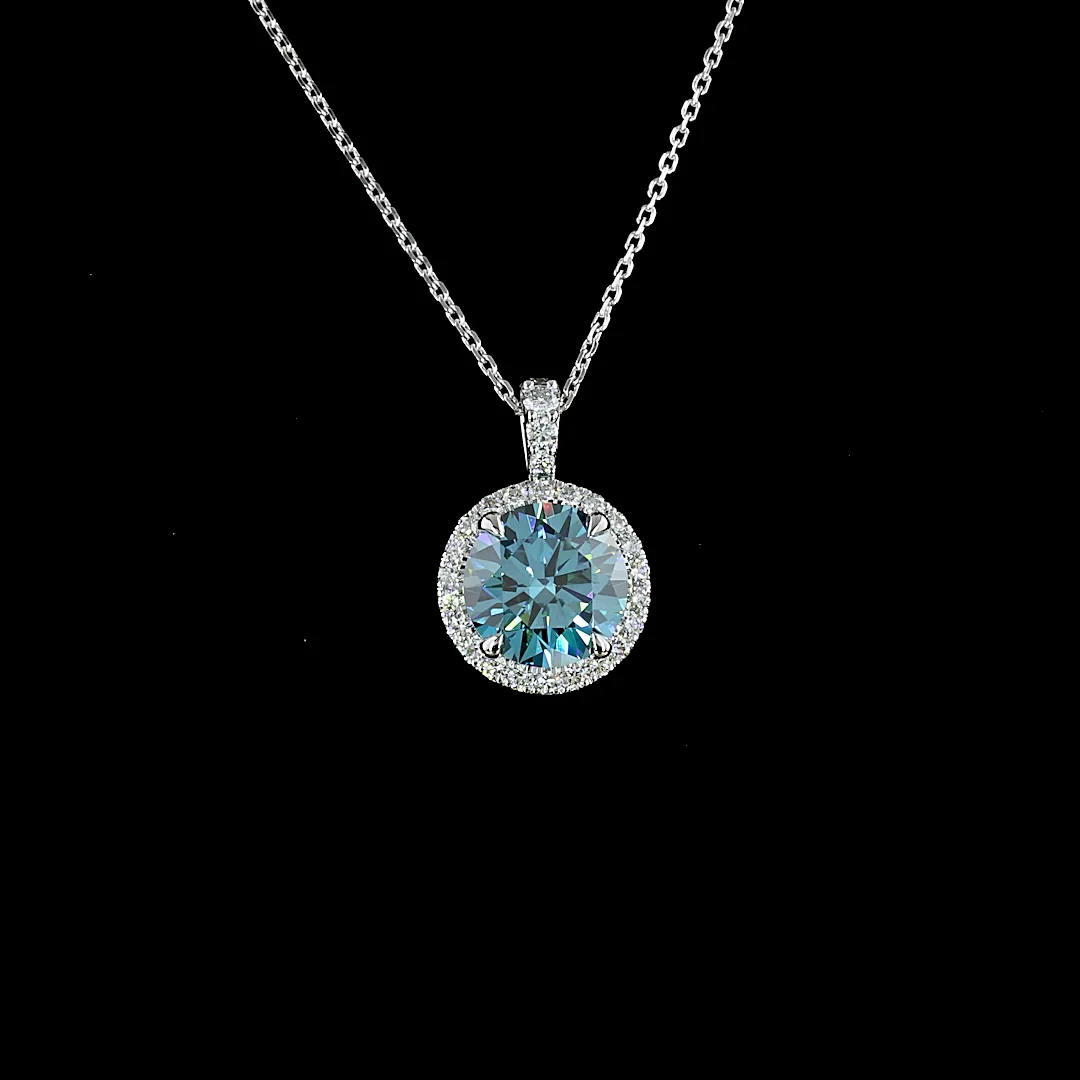 3.39 Cts 14k White Gold Round Shape Pendant Pendant - Image 3