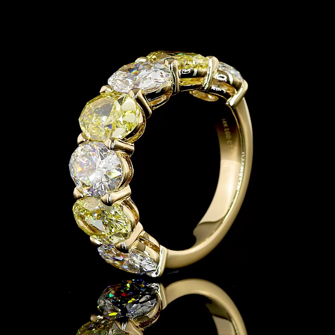 7.92 Cts 14k Yellow Gold Oval Shape 7 Stones Eternity Band - Image 4