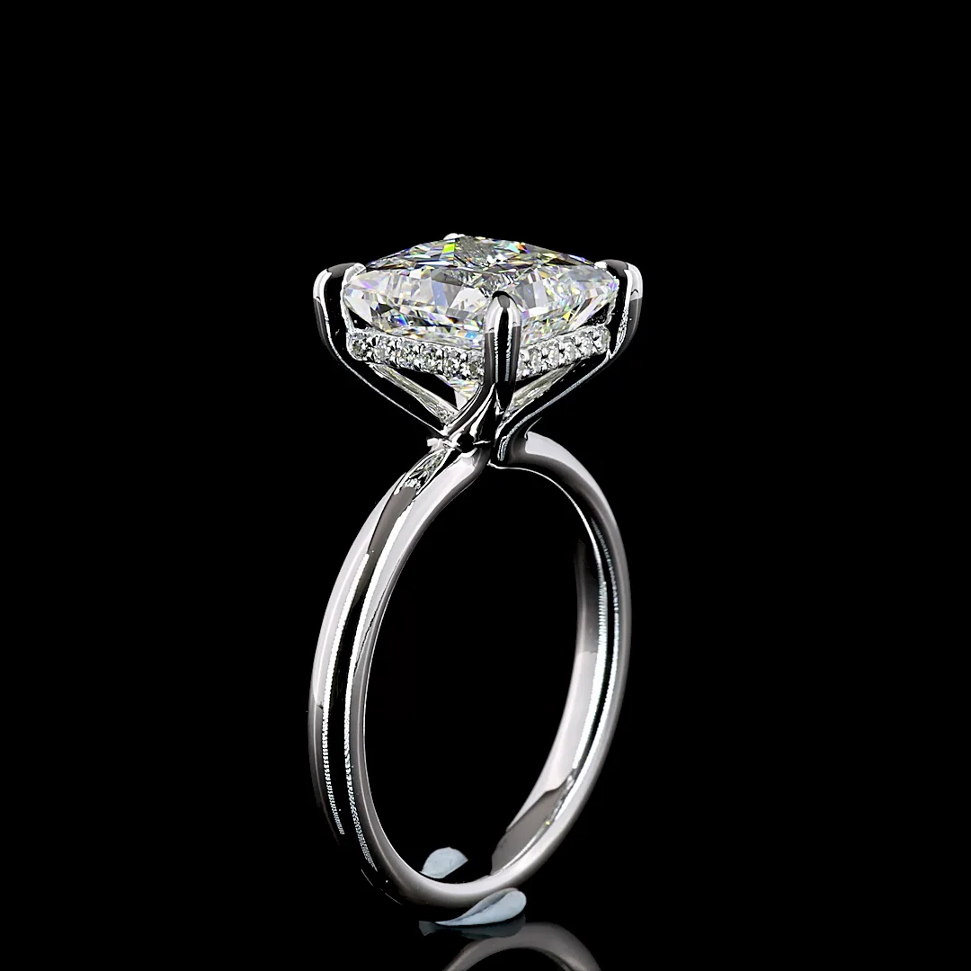 4.28 Cts 14k White Gold Princess Shape Hidden Halo Ring - Image 4