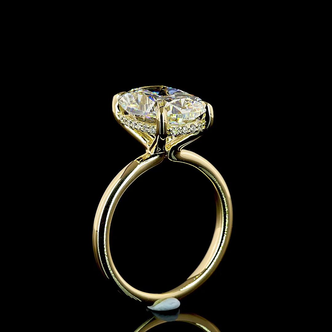5.34 Cts 14k Yellow Gold Cushion Brilliant Shape Hidden Halo Ring - Image 4