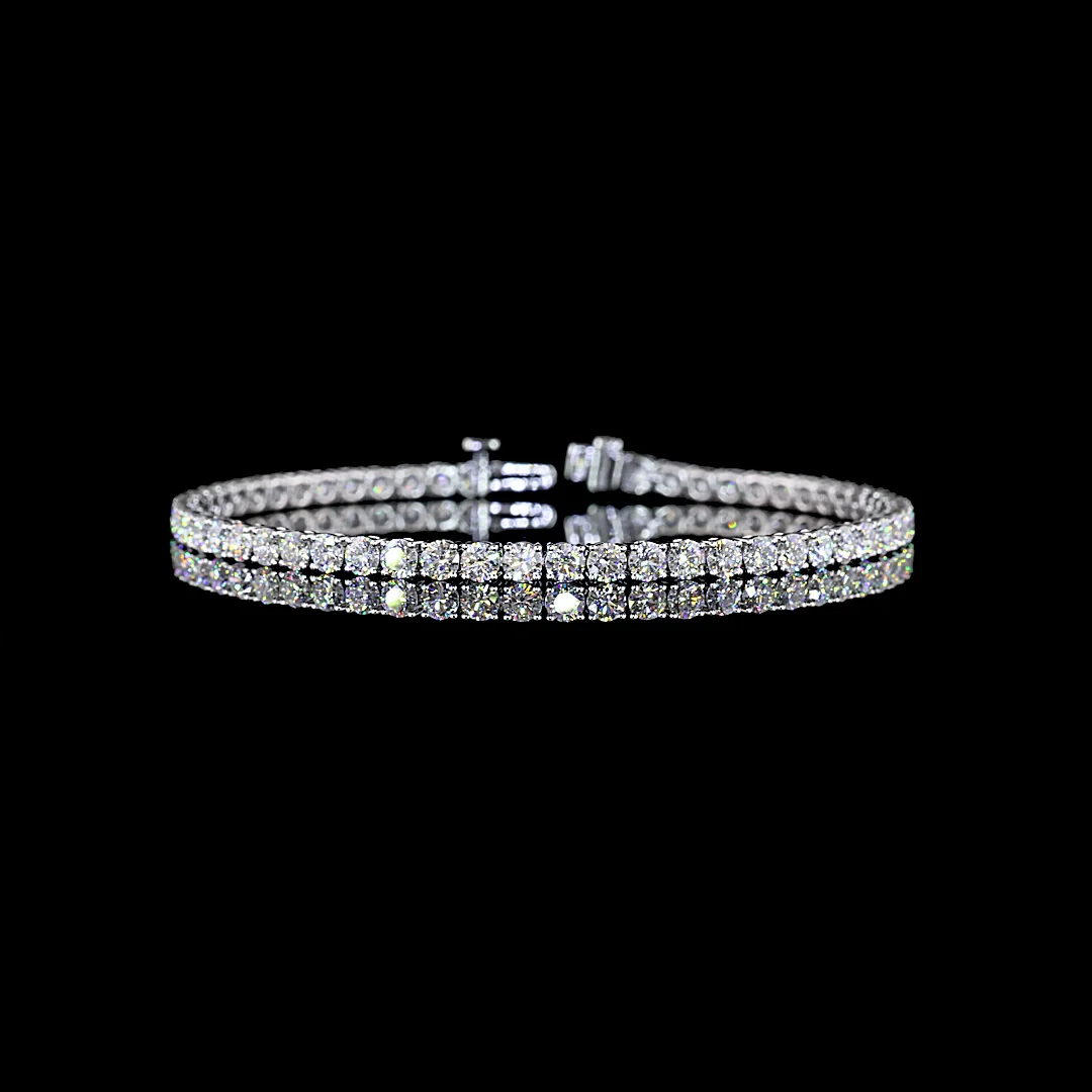 6.11 Cts 14k White Gold Round Shape Tennis Bracelet - Video