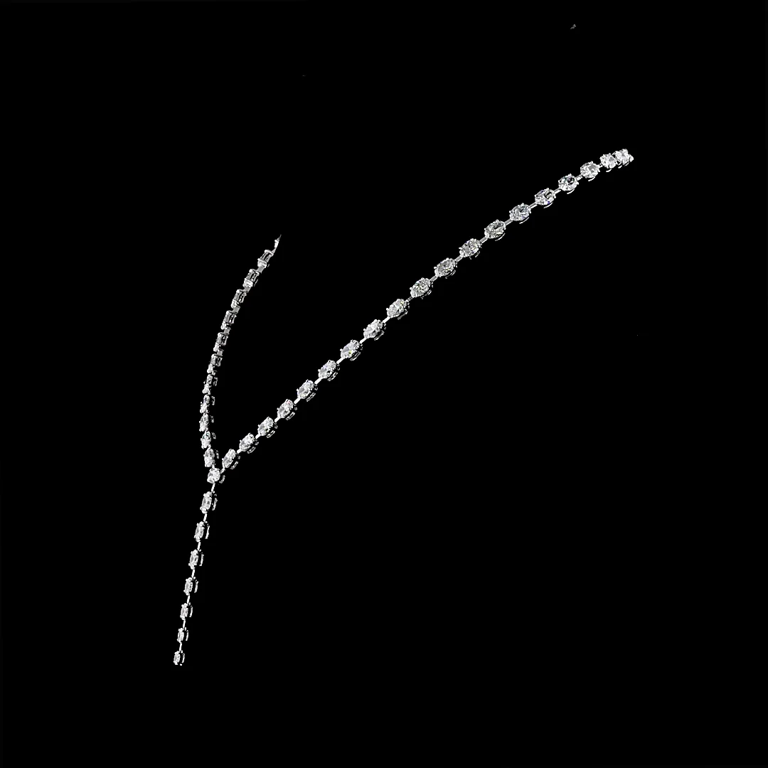 19.65 Cts 14k White Gold Oval Shape Lariat Necklace - Image 2