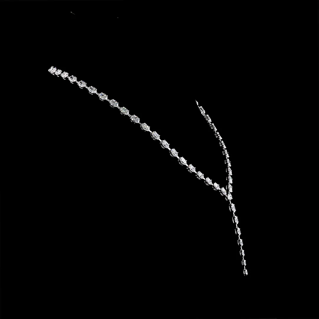 19.65 Cts 14k White Gold Oval Shape Lariat Necklace - Image 3