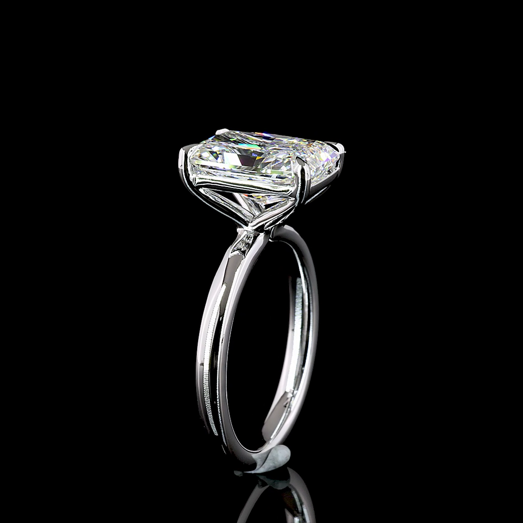 4.14 Cts 14k White Gold Radiant Shape Solitaire Ring - Image 4