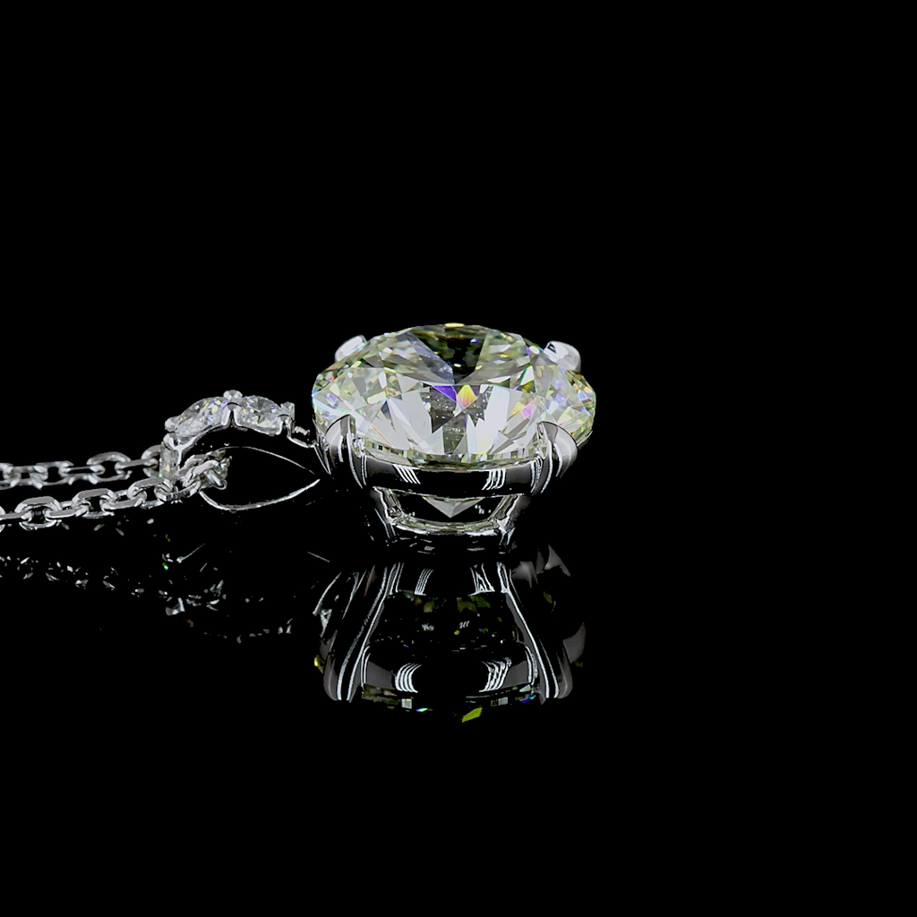 2.15 Cts 14k White Gold Round Shape Pendant Pendant - Image 2