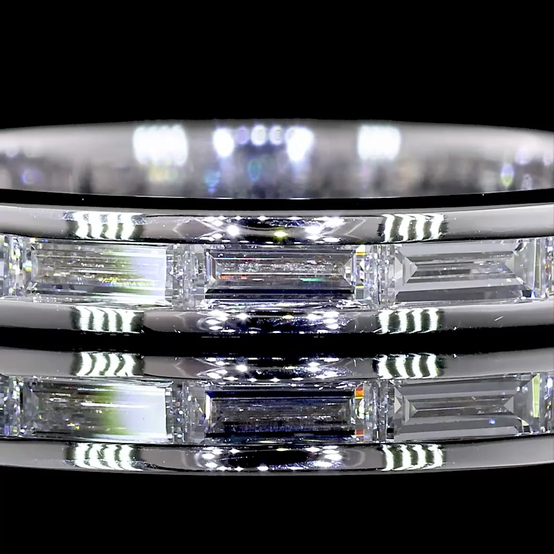 0.83 Cts 14k White Gold Baguette Shape 3/4 Band Eternity Band - Image 3