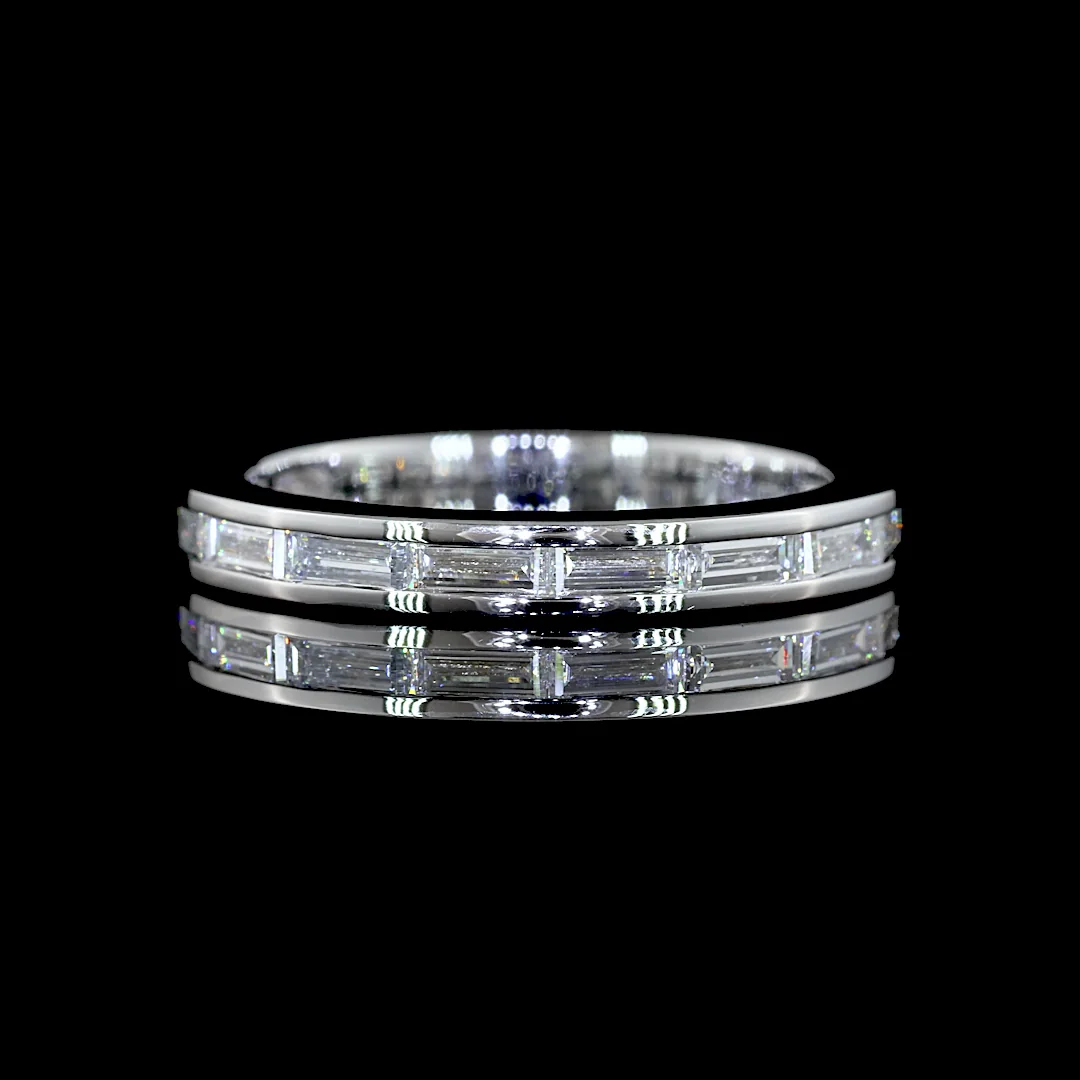 0.83 Cts 14k White Gold Baguette Shape 3/4 Band Eternity Band - Video