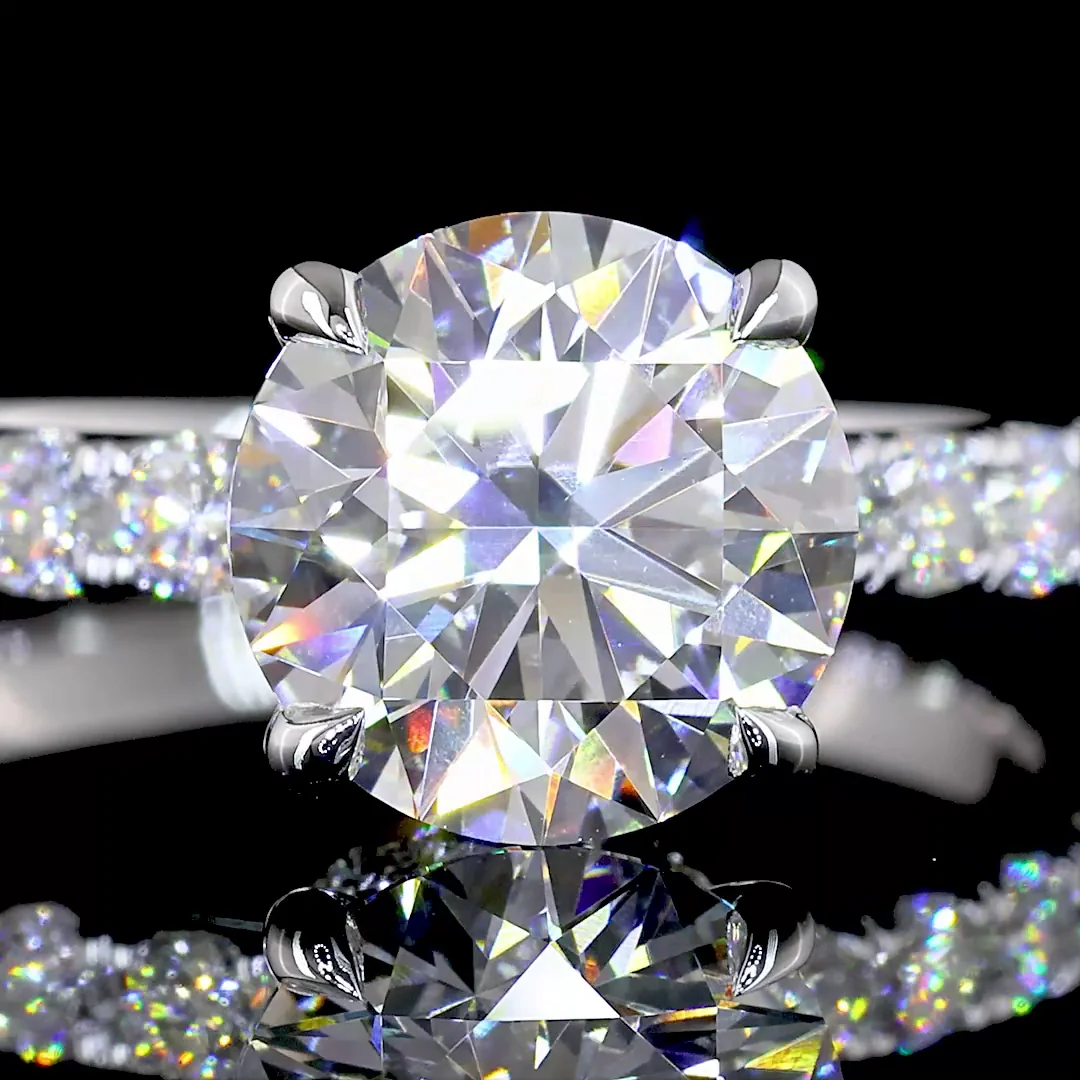 3.02 Cts 14k White Gold Round Shape Hidden Halo Ring - Image 3