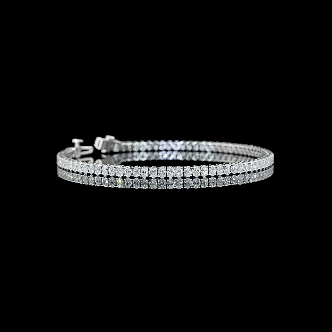 4.18 Cts 14k White Gold Oval Shape Tennis Bracelet - Video