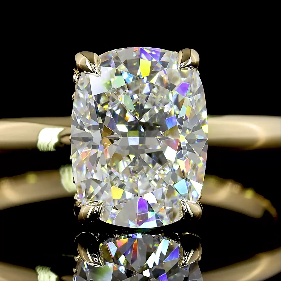 2.1 Cts 14k Yellow Gold Cushion Brilliant Shape Hidden Halo Ring - Image 3