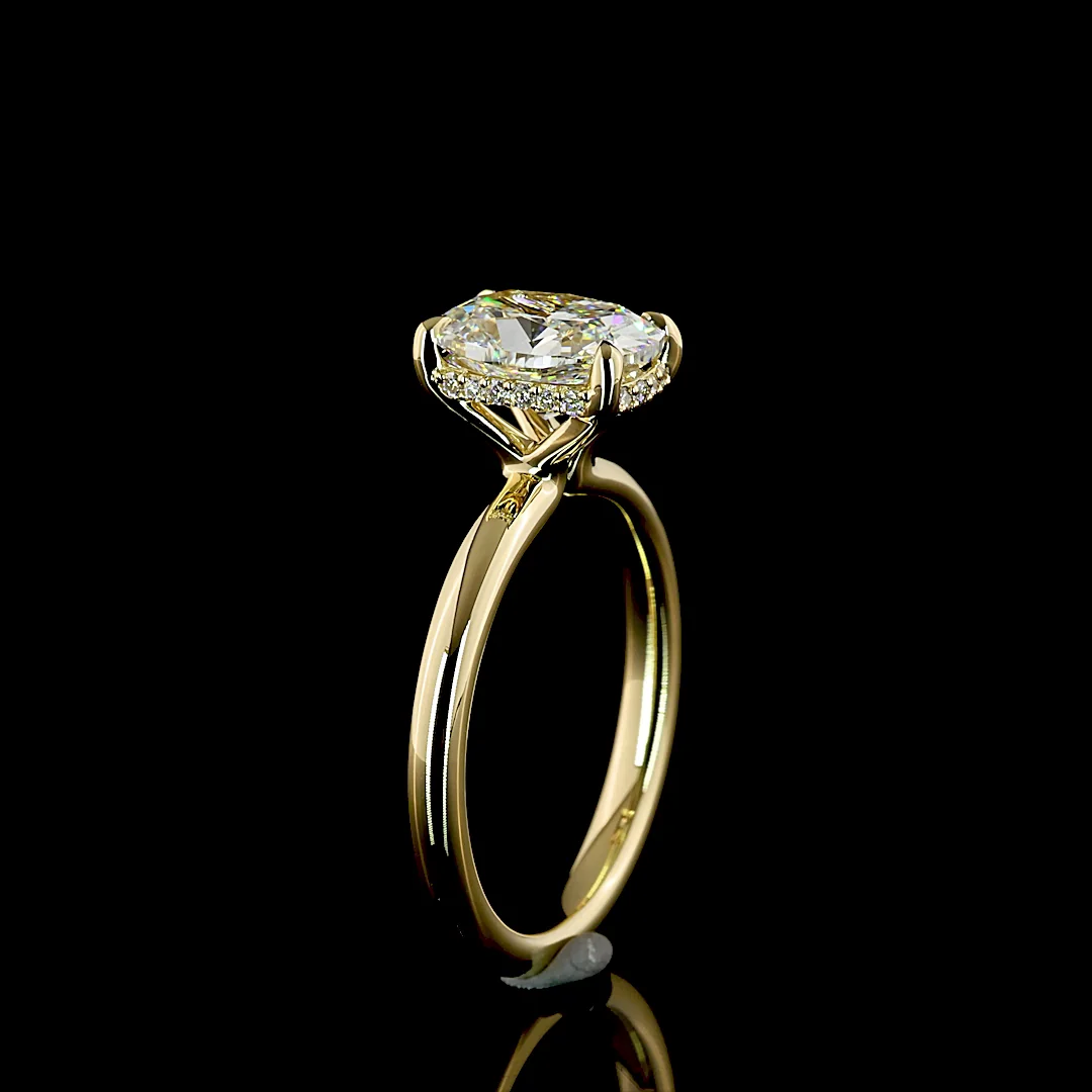 2.1 Cts 14k Yellow Gold Cushion Brilliant Shape Hidden Halo Ring - Image 4