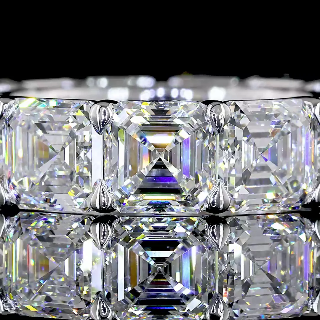 13.09 Cts 14k White Gold Asscher Shape Eternity Band Eternity Band - Image 3