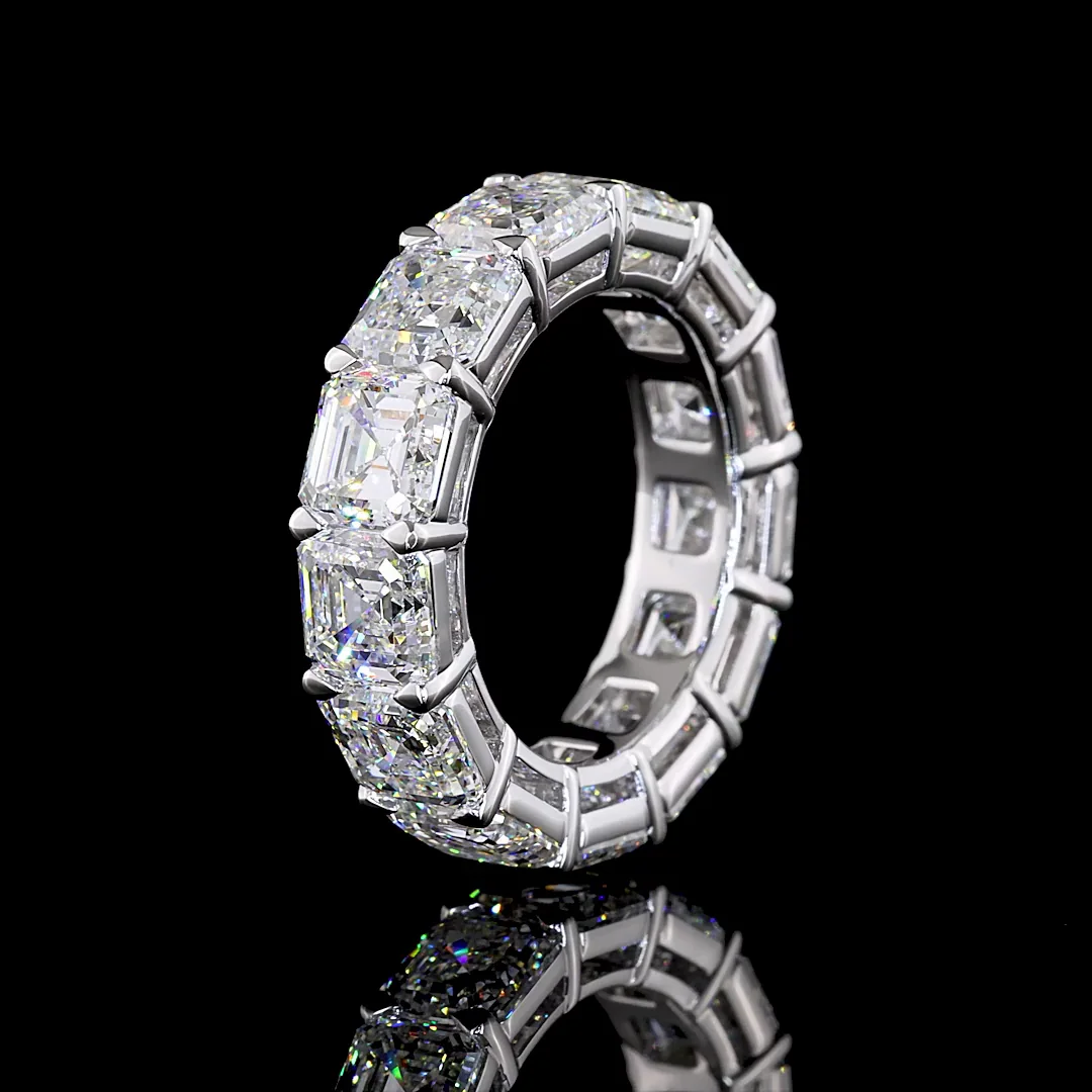 13.09 Cts 14k White Gold Asscher Shape Eternity Band Eternity Band - Image 4