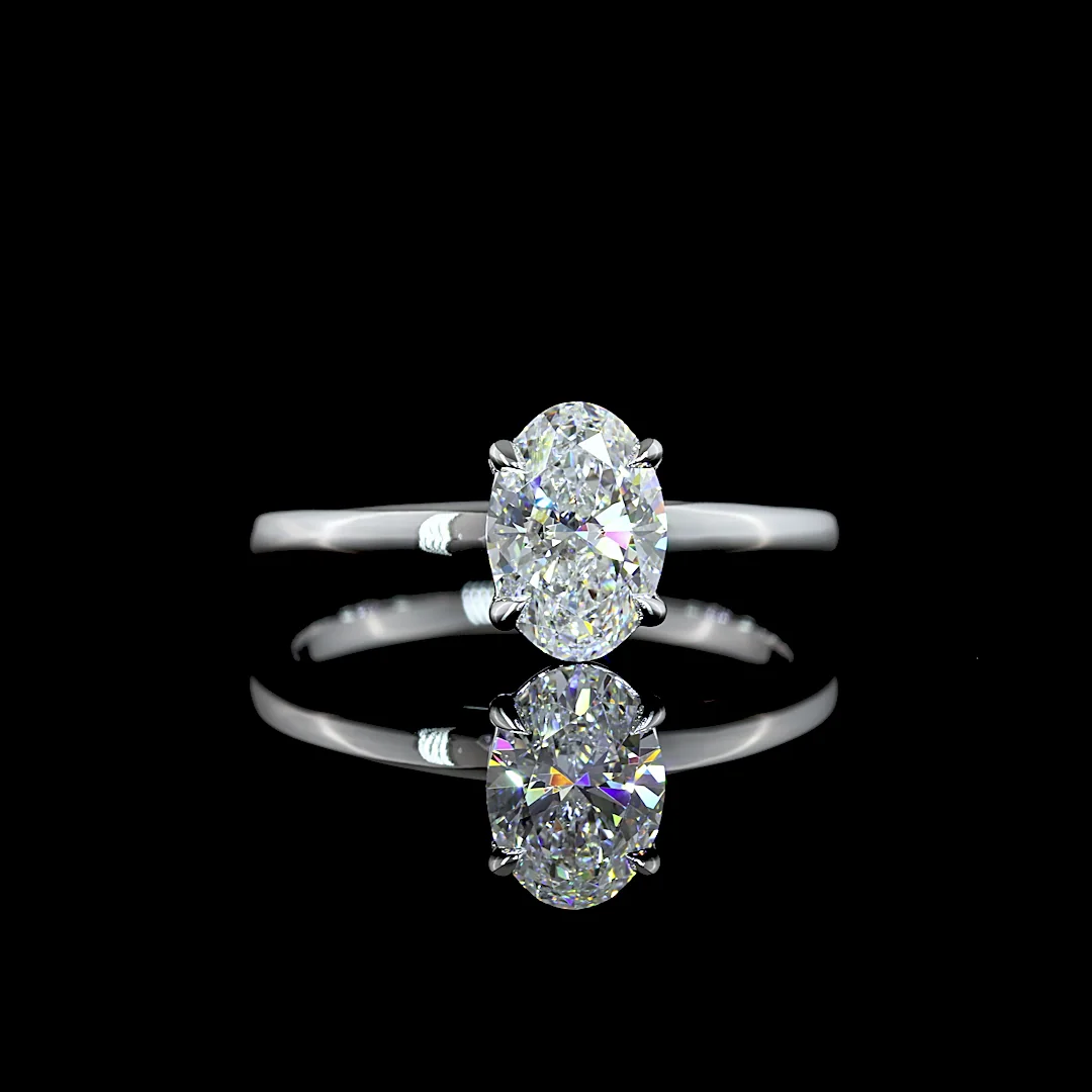 1.03 Cts 14k White Gold Oval Shape Solitaire Ring - Video