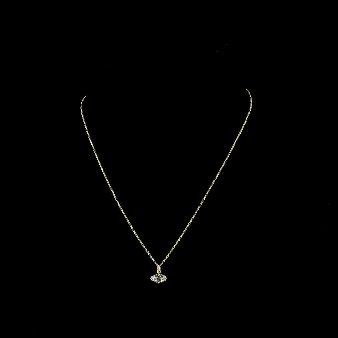 1.06 Cts 14k Yellow Gold Lozenge Step Cut Shape Solitaire Necklace - Video