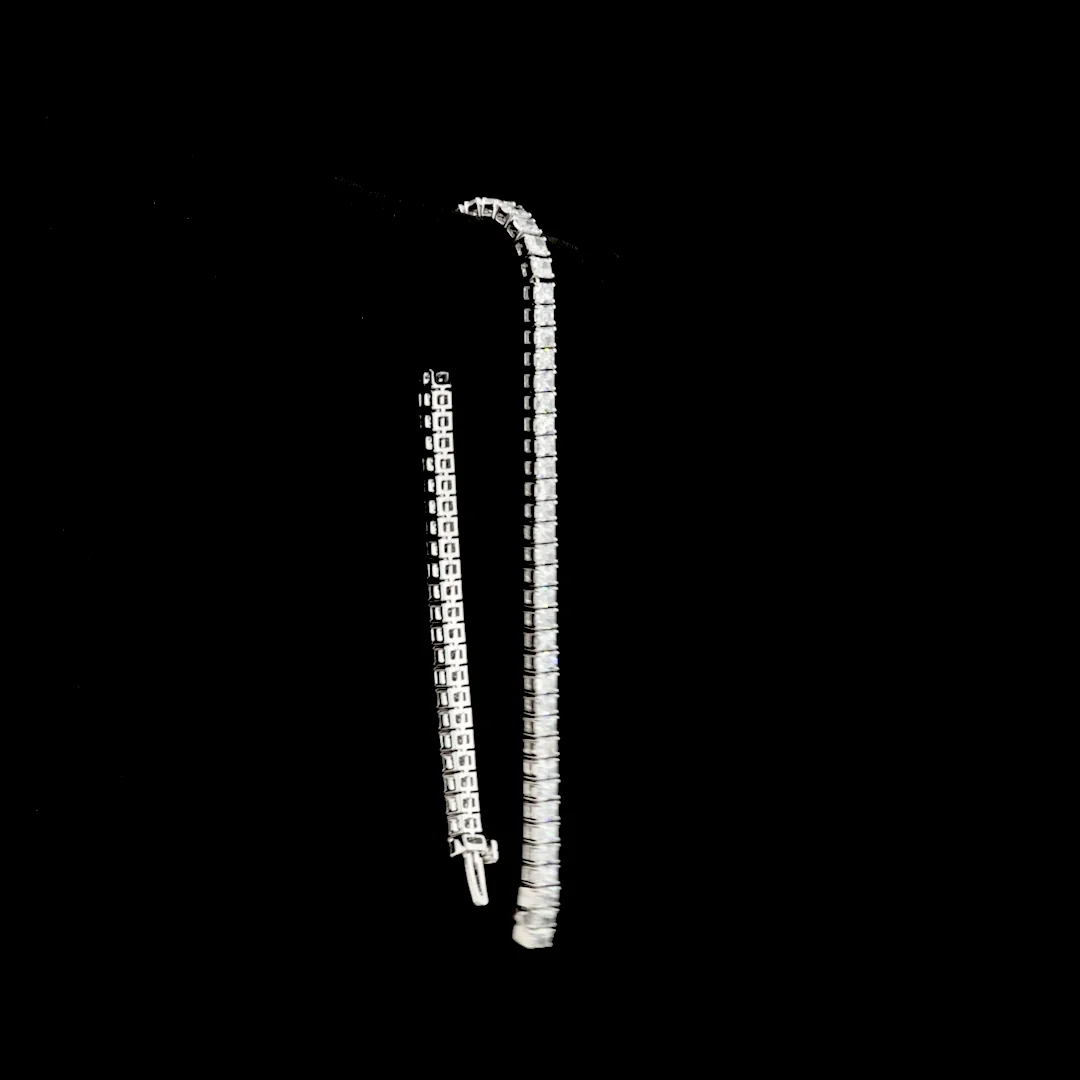 6.33 Cts 14k White Gold Radiant Shape Tennis Bracelet - Image 3