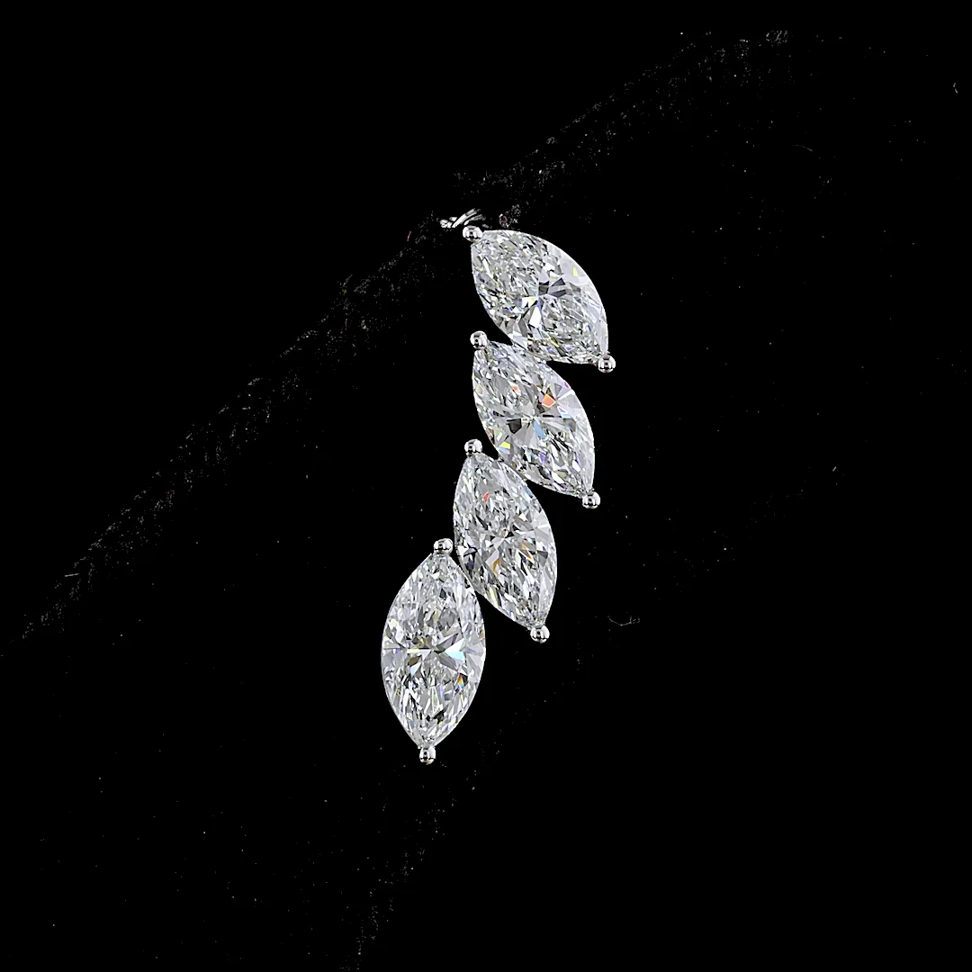 2.62 Cts 14k White Gold Marquise Shape Crawler Earring - Image 3