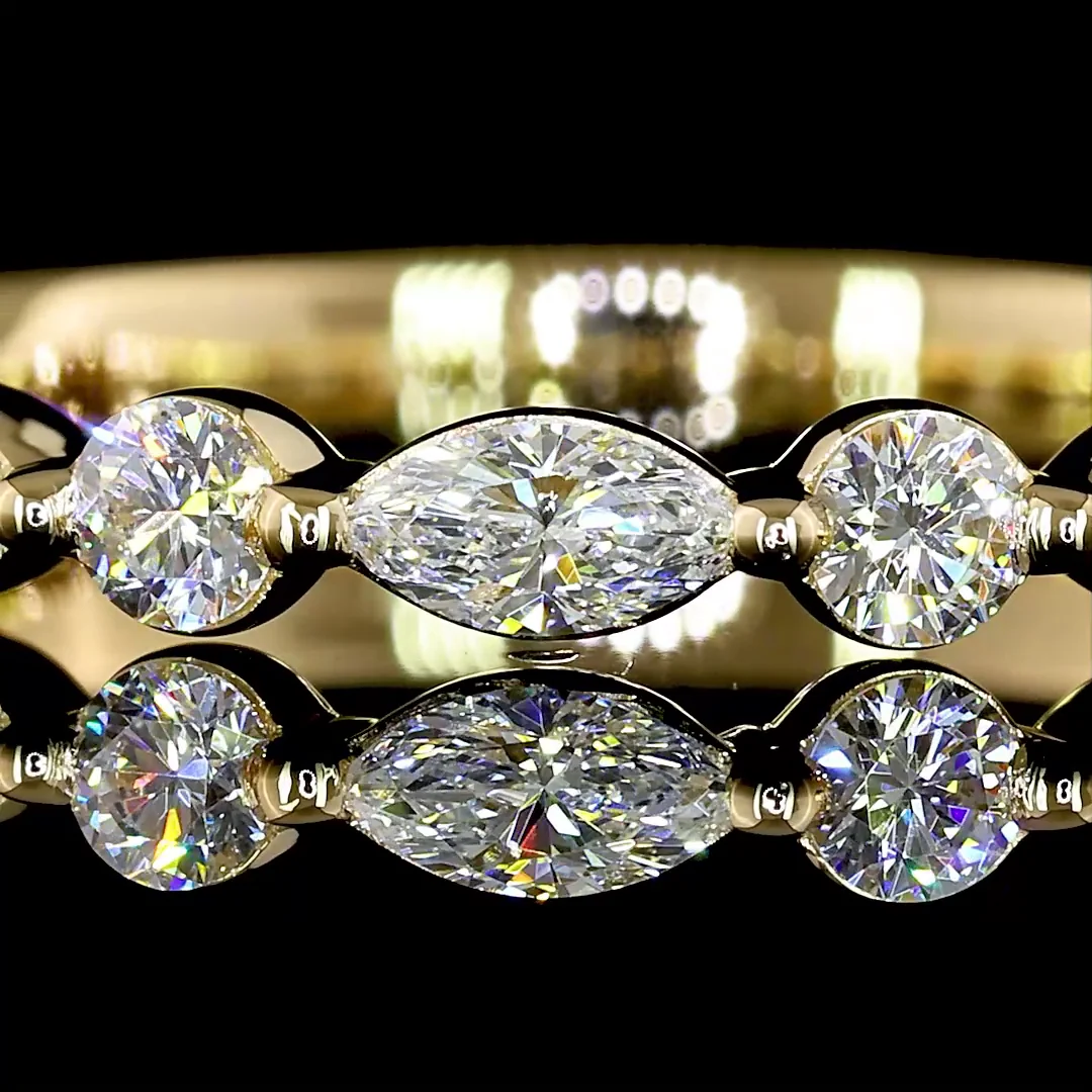 0.53 Cts 18k Yellow Gold Mix Shape 3/4 Band Eternity Band - Image 3