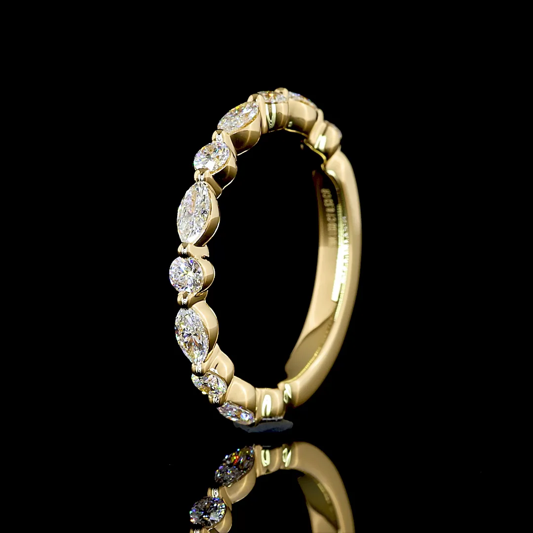 0.53 Cts 18k Yellow Gold Mix Shape 3/4 Band Eternity Band - Image 4