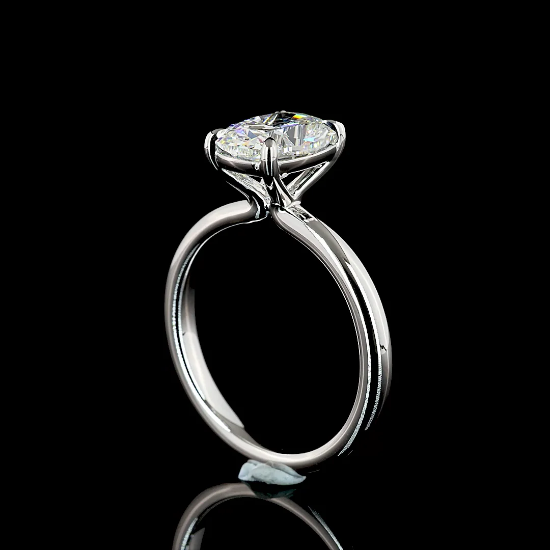 2.05 Cts 14k White Gold Cushion Brilliant Shape Solitaire Ring - Image 2