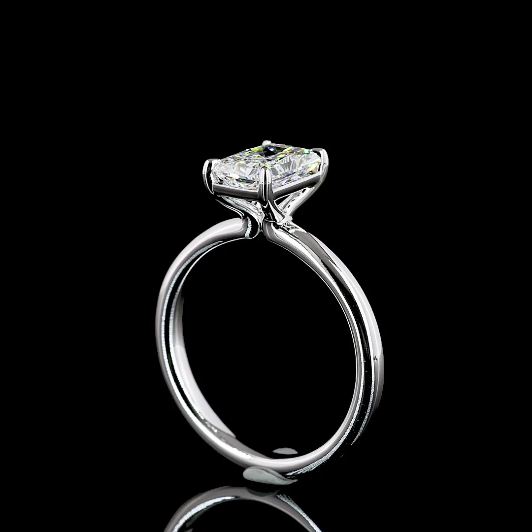 1.54 Cts 14k White Gold Radiant Shape Solitaire Ring - Image 2