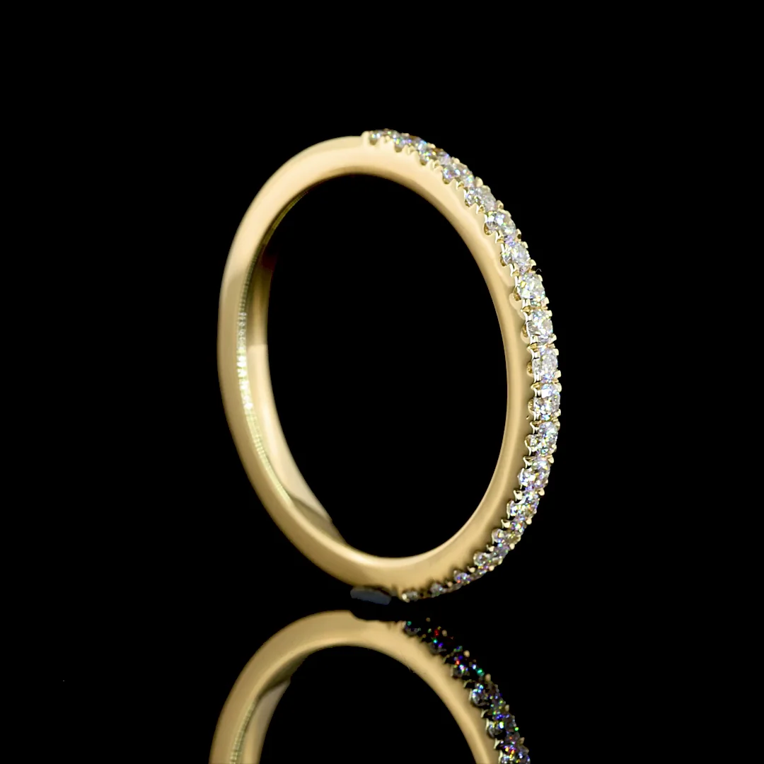 0.31 Cts 14k Yellow Gold Round Shape Half Eternity Eternity Band - Image 2